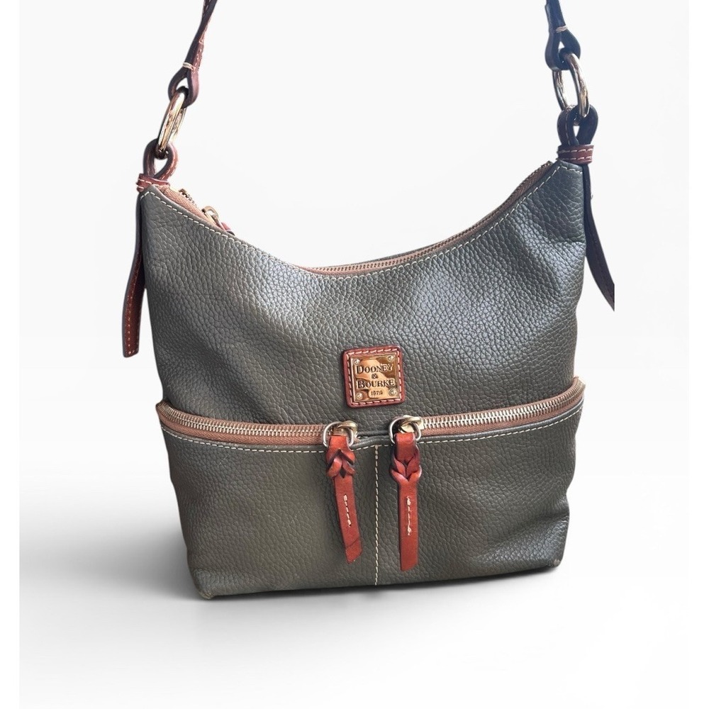 Dooney Bourke Alyssa Pebble Italian Leather Crossbody‎ Olive Green Hobo Bag $378